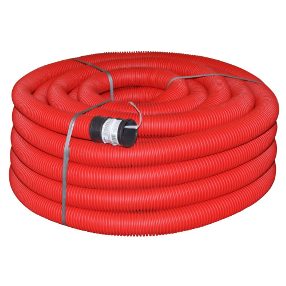 Труба гофрированная двустенная ПНД ЭРА GOFR-75-50-HD2-R красная 450Н SN14 d75мм с зондом 50м | Электротовары
