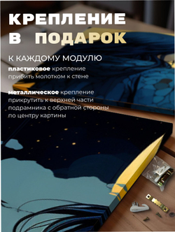 Картина Ночной свет модульная 50x70см 3шт., на деревянном подрамнике
