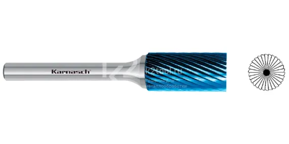 Борфреза твердосплавная Karnasch форма B, 3х14х3х38 мм, насечка HP-2, покрытие Blue-Tec, арт. 11.5010-015