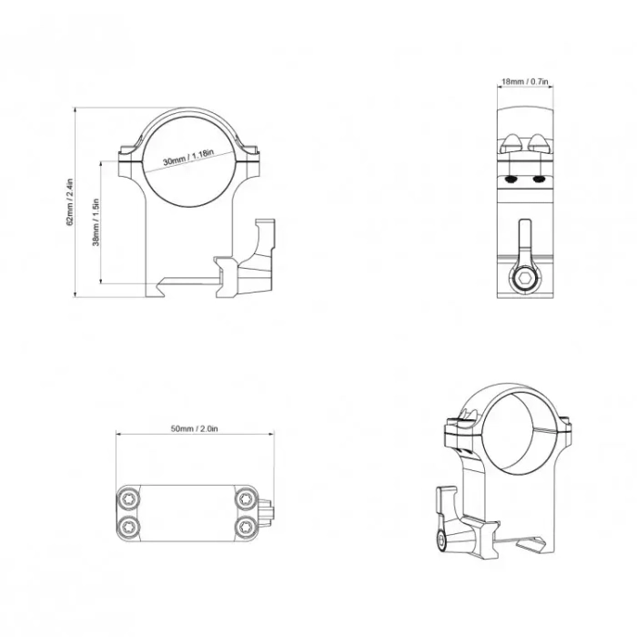 Крепление Vector Optics 30mm STEEL HIGH QD WEAVER RINGS (XASR-SQ13)