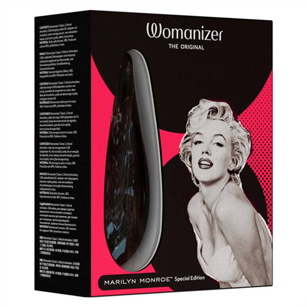 Мраморно-черный бесконтактный стимулятор для клитора Womanizer Classic 2 Marilyn Monroe Black Marble WZ222SGZ