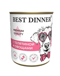Best Dinner 340г конс. Premium Влажный корм для взрослых собак и щенков с 6 месяцев Телятина и овощи