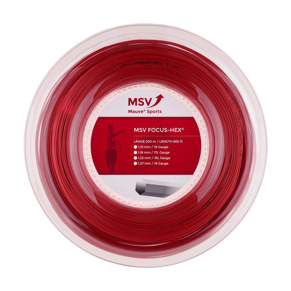 Теннисная струна MSV Focus HEX, 1.27, 200м (красный)