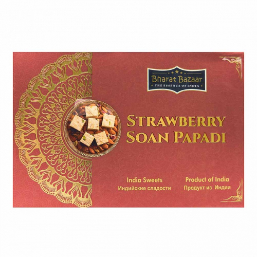 Сладость Соан Папади со вкусом клубники Бхарат Базар | Bharat Bazaar Soan Papadi Strawberry 250g