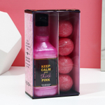 Подарочный набор Keep Calm And Think Pink: гель для душа и 4 бомбочки для ванны