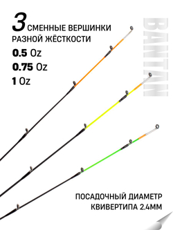 Удилище фидерное "BANTAN", тест до 80 г, 3.6 м, 3+3, (1/2 oz,3/4oz- стекл., 1oz - карбон)