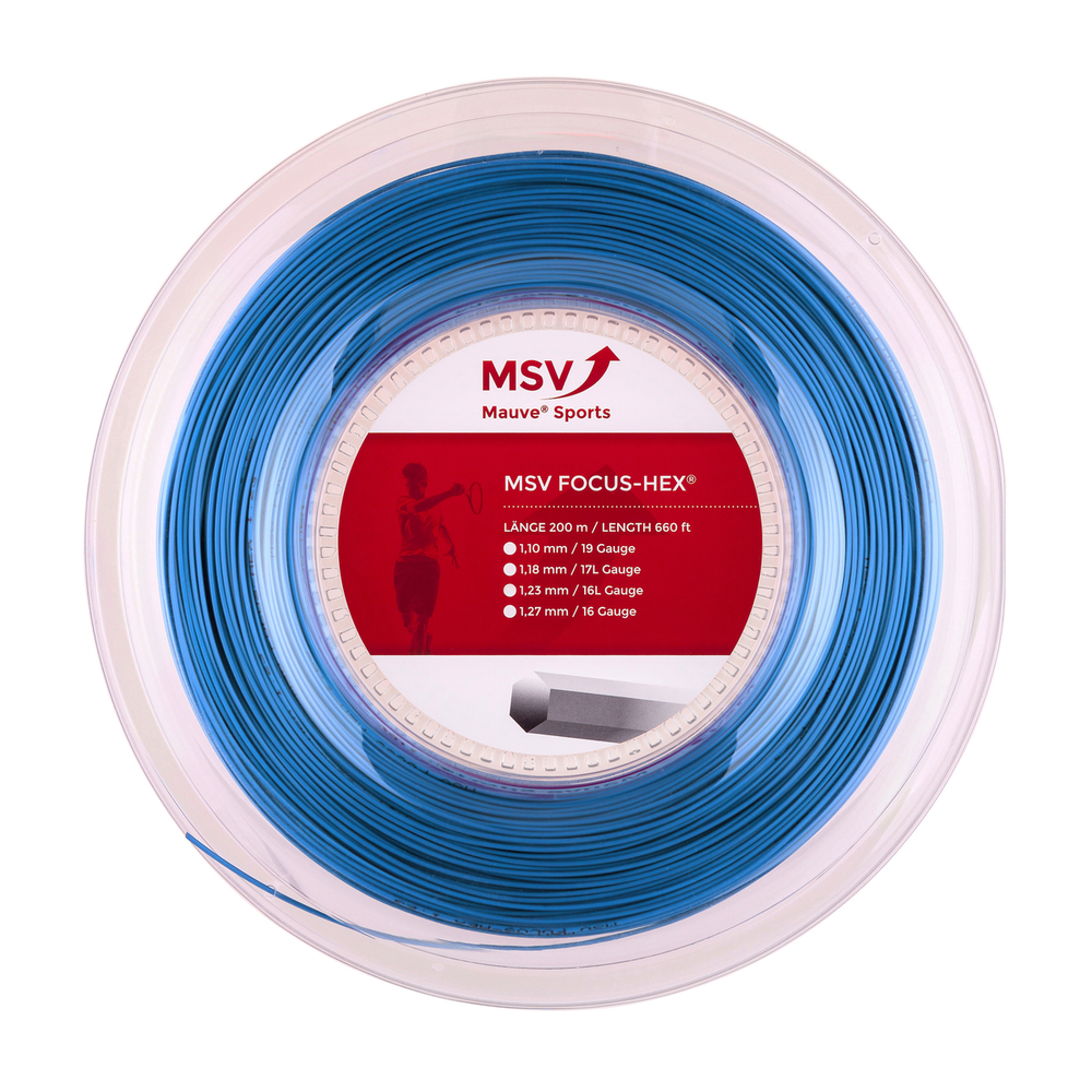 Теннисная струна MSV Focus HEX, 1.27, 200м (ярко-голубой)