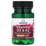 Swanson Vitamins, Витамины D3 и K2, 60 растительных капсул