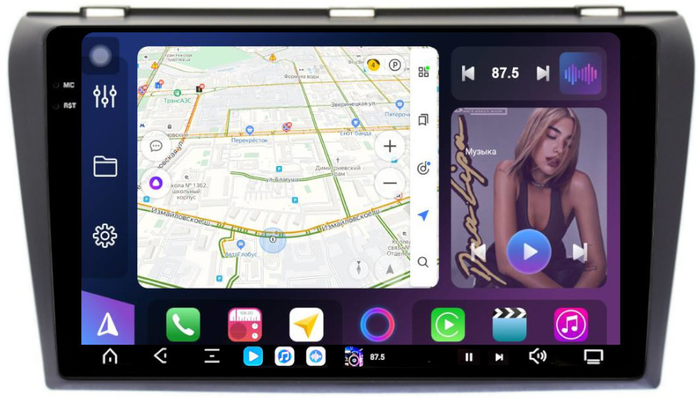 Магнитола для Mazda 3 BK, Axela 2003-2009 - FarCar S500-TS20 монитор 9.5" 2K QLED на Android 14, Быстрейшая, CarPlay, 4G SIM-слот