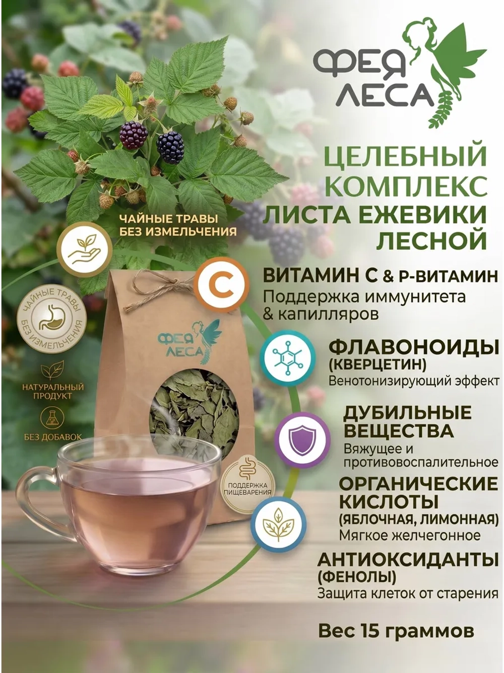 Ежевика и малина лесная (лист)