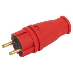 Вилка ЭРА VX10-R-IP44 каучуковая c заземлением 16А IP44 прямая красная | Штепсельные вилки и розетки