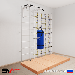 Шведская стенка Sv Sport 50950 (Турник стандарт/Канат/Цепь/Мешок 15кг/Мат 2м/Канатный лаз)