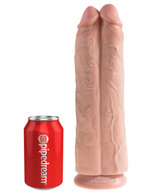 Страпон система с насадкой сдвоенный фаллос King Cock 11 Two Cocks One Hole Hollow Strap-On Suspender System (Цвет: телесный с черным)