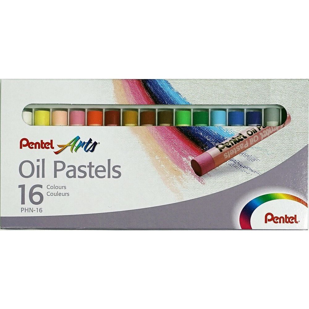Пастель масляная художественная PENTEL "Oil Pastels", 16 цветов, круглое сечение, картонная упаковка, PHN4-16