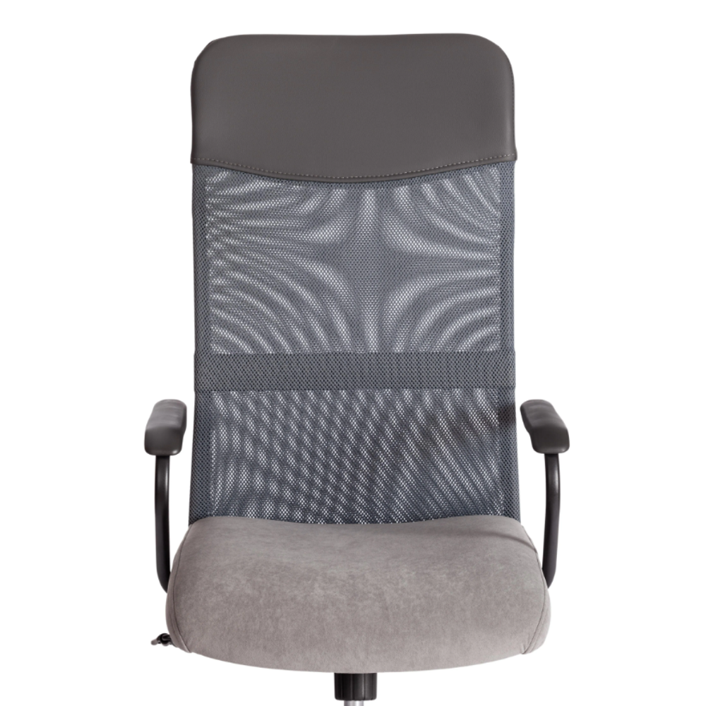 Practic (Tetchair) Кресло (МП) офисное (флок/кожзам серый/металлик)