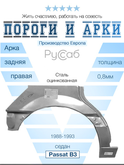 Арка правая Volkswagen Passat B3 1988-1993 (Klokkerholm) седан