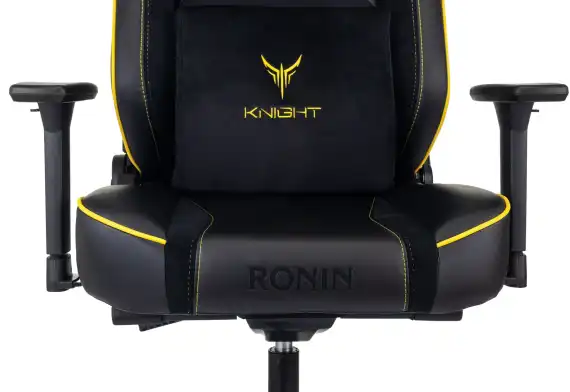 Кресло игровое Knight Ronin черный искусственная замша с подголов. крестов. металл