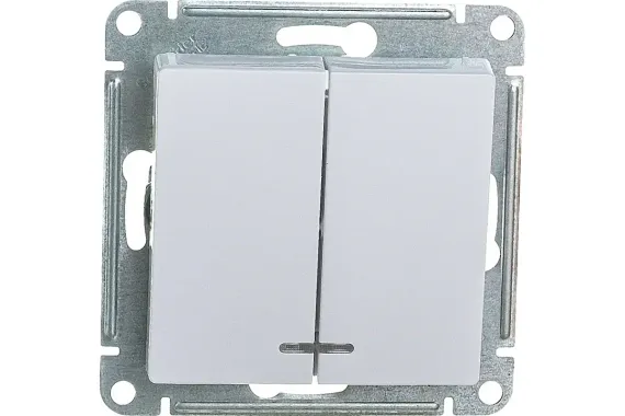Выключатель Systeme Electric ATLASDESIGN 2-клавишный с индикатором белый 35966