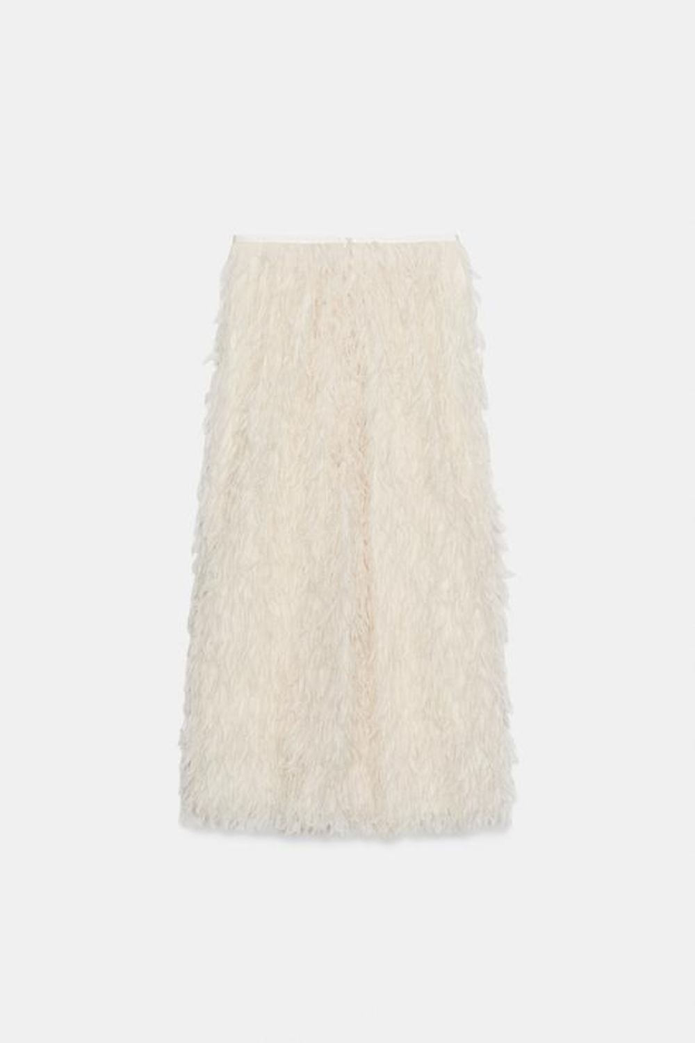 ZARA ЮБКА С ПЕРЬЯМИ — ZW COLLECTION LIMITED EDITION, ЭКРЮ