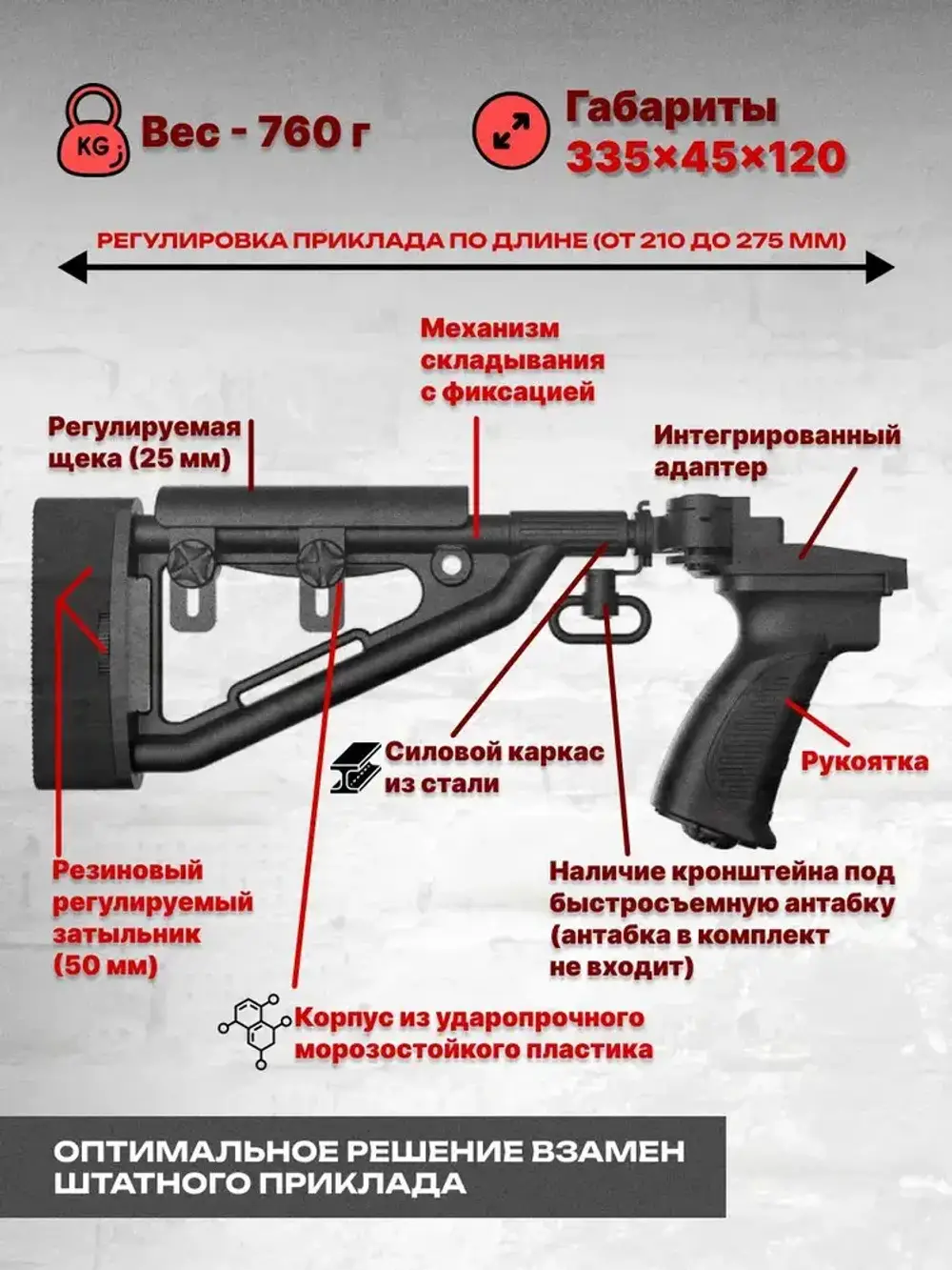 Приклад складной на СВД, Тигр, TG3 (АСПАК.74.020.00), ОТК