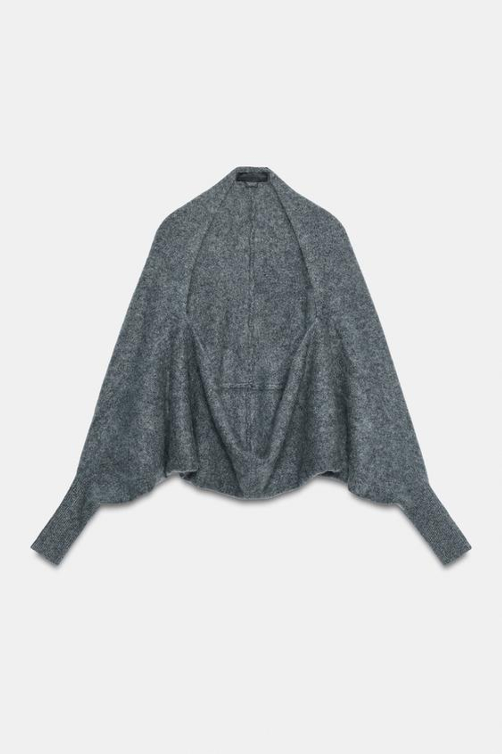 ZARA КАРДИГАН ИЗ 100% ШЕРСТИ С МАНЖЕТАМИ, МЯГКИЙ СЕРЫЙ