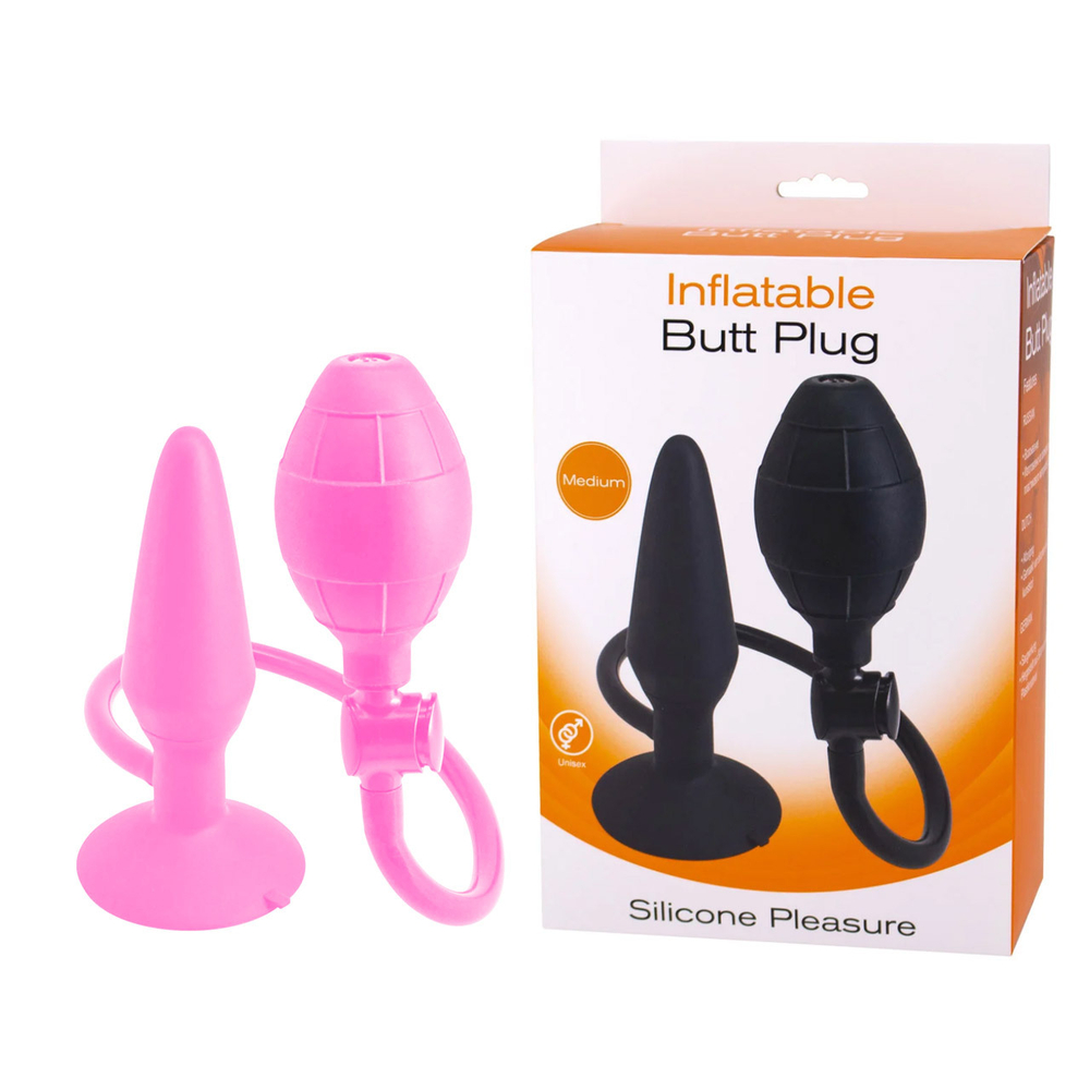 Розовая анальная пробка с расширением Inflatable Butt Plug Small - 10 см.
