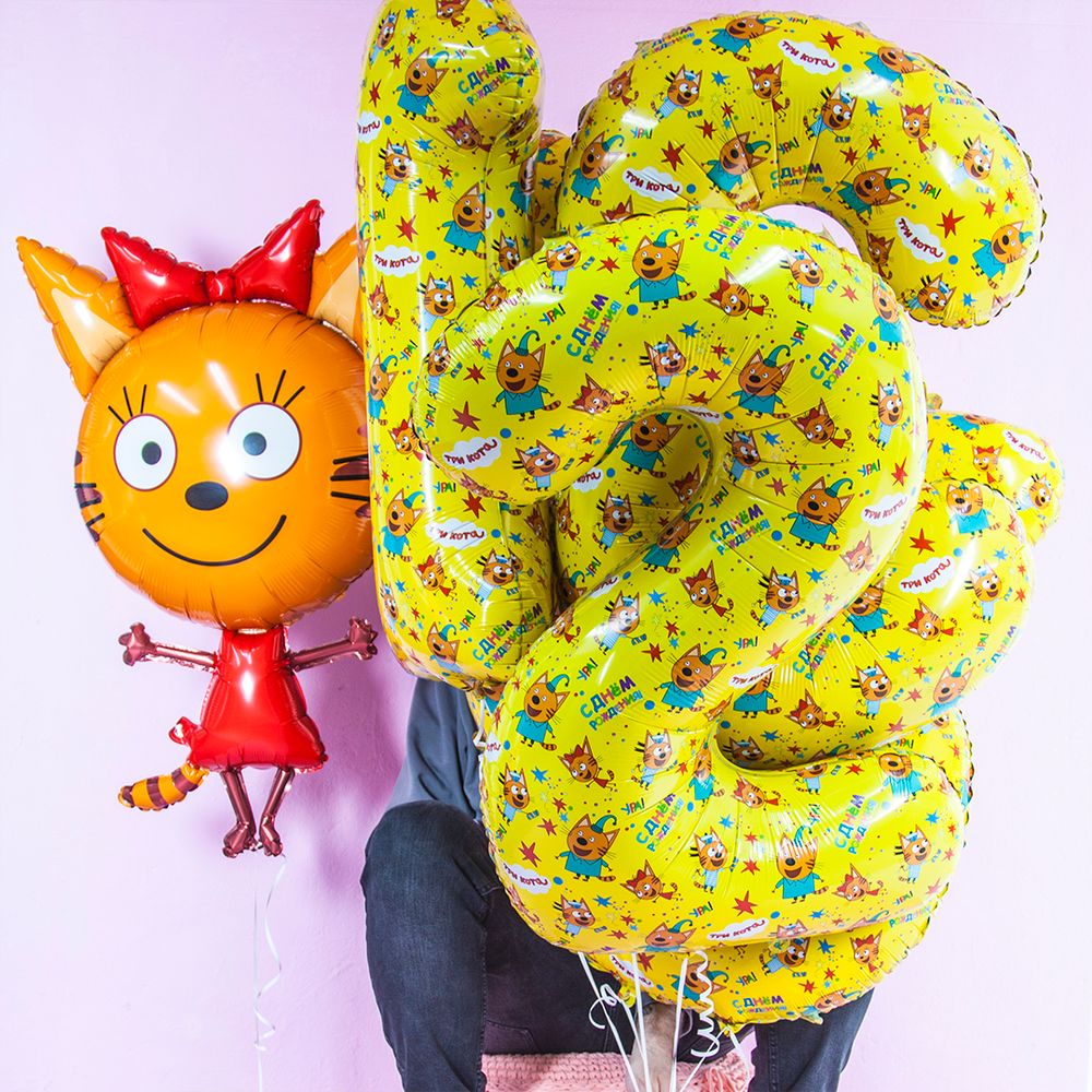 Шар (34"/86 см) Фигура, Три Кота, Карамелька, в упаковке 1 шт.