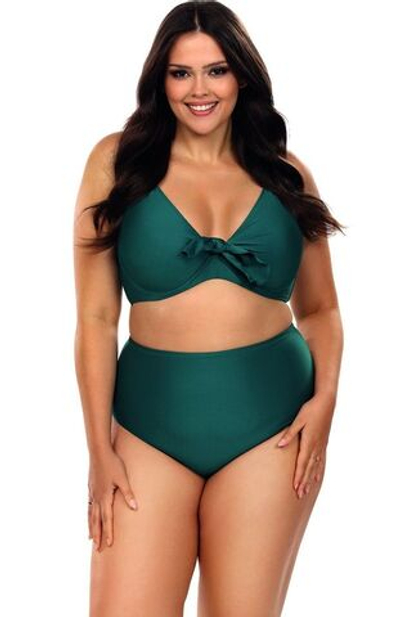 Раздельный купальник plus size: мягкий лиф и трусики-слипы (Размер: 85C/42) (Цвет: изумрудный)