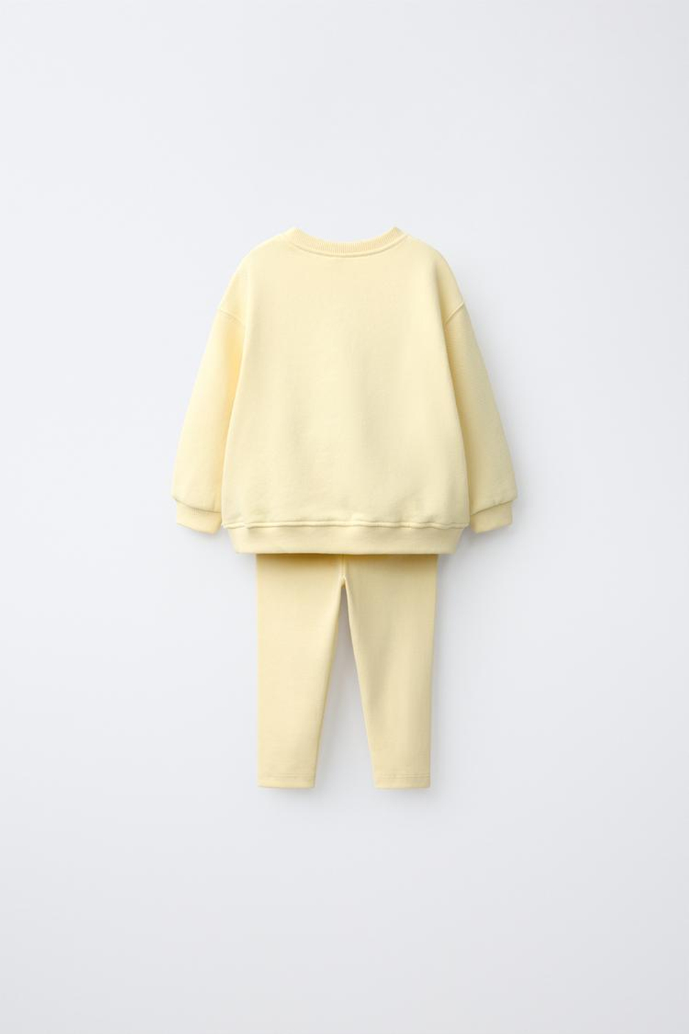ZARA КОМПЛЕКТ ИЗ ТОЛСТОВКИ И ЛЕГИНСОВ С НАДПИСЬЮ, ЖЕЛТЫЙ