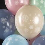 Шар (12''/30 см) Снежинки, Ассорти, пастель, 5 ст, 25 шт.