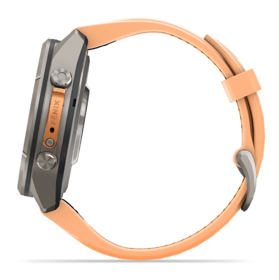 Умные часы Garmin Fenix 9 PRO INREACH, 43 мм, AMOLED, Sapphire Titanium with Shell Pink/Autumn Orange Silicone Band