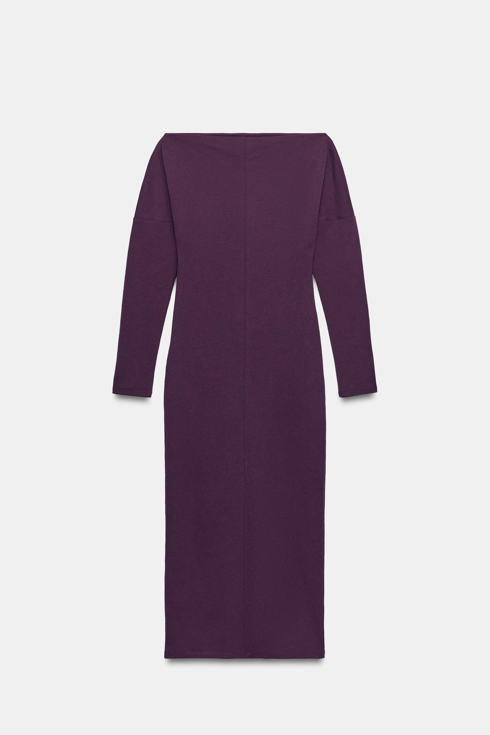 ZARA ПЛАТЬЕ МИДИ С АСИММЕТРИЧНЫМ ВЫРЕЗОМ, ЛИЛОВЫЙ