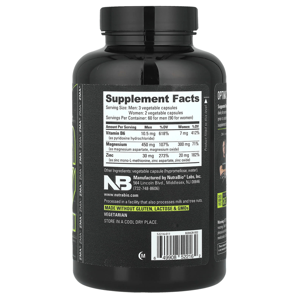 NutraBio, ZMA®, 180 капсул