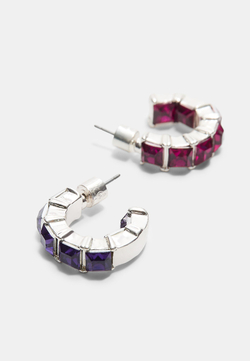 STRADIVARIUS Комплект из сережек и каффов со стразами, серый