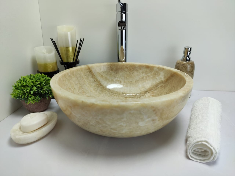 Раковина из оникса Bowl Yellow BO-60324 40x40x15 из натурального камня