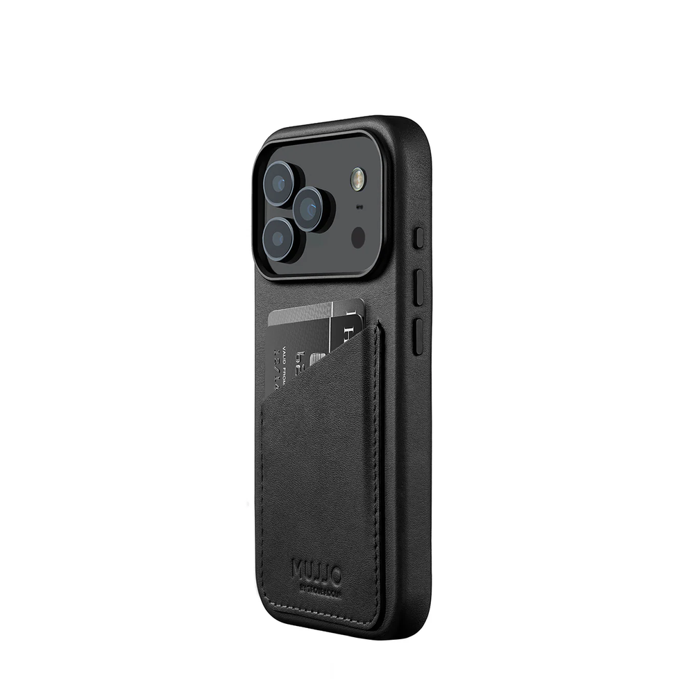 Кожаный чехол Mujjo Wallet Leather Case с карманом для карт для iPhone 17 Pro Black