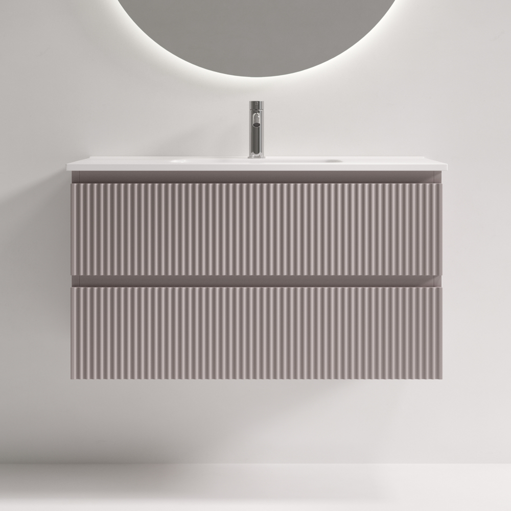 Тумба подвесная SANCOS Сноб Р (Snob R) 890х390х500, c двумя ящиками оснащенными доводчиками, Пыльная роза (Doha Soft), арт.SNR90/39SM