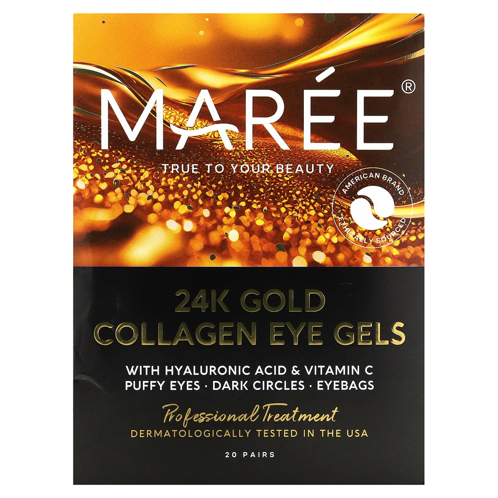 Maree, 24-каратное золото, коллаген для глаз, Golden Sunrise, 20 пар, 120 г (4,2 унции)