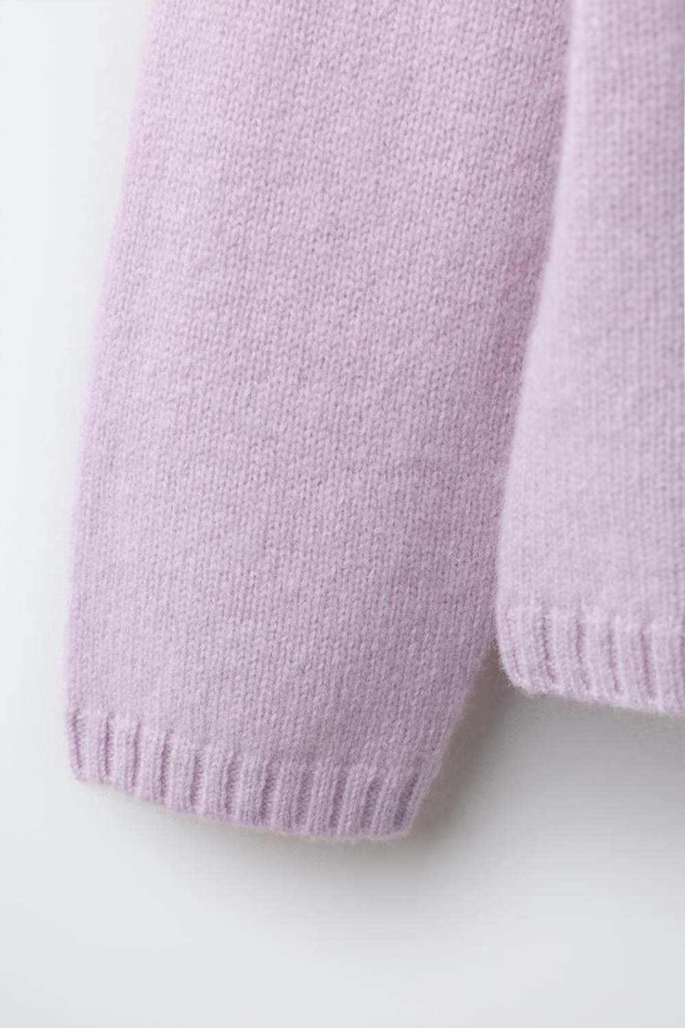 ZARA ТРИКОТАЖНОЕ ПОЛО COLORBLOCK ИЗ 100% ШЕРСТИ, СВЕТЛО-СИРЕНЕВЫЙ
