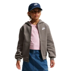 Кофта для девочки теннисная Nike Kids Club Fleece Full-Zip - cave stone/white