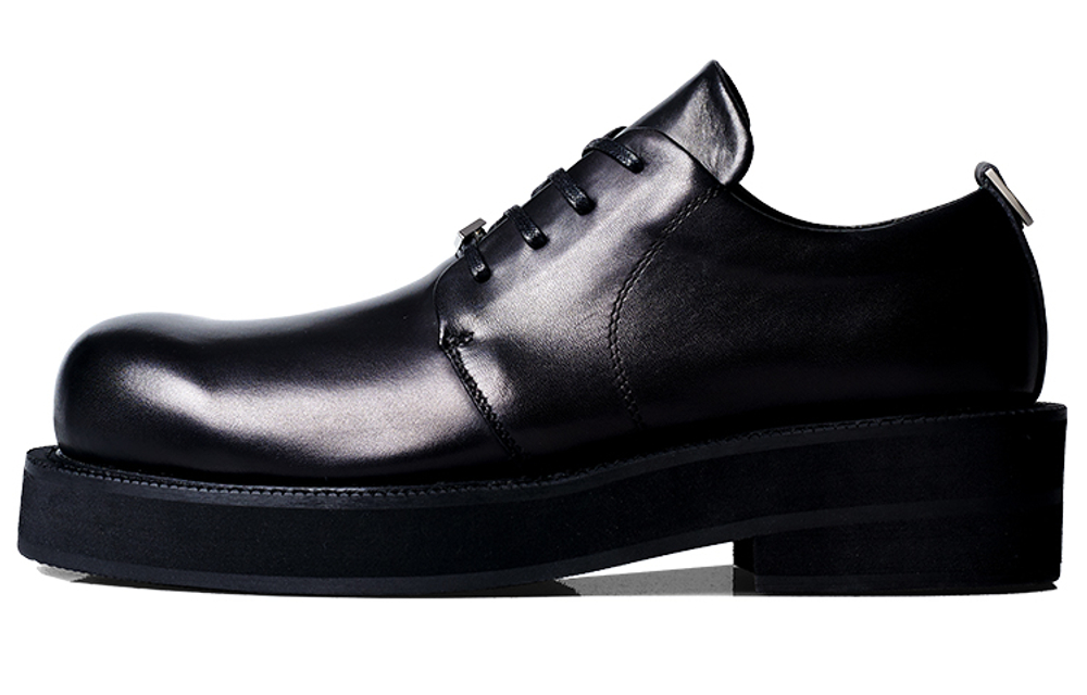 TERRA INCOGNITA Round Tip Derby Top Grain Cow Leather Men"s Casual Leather Shoes Men"s Black