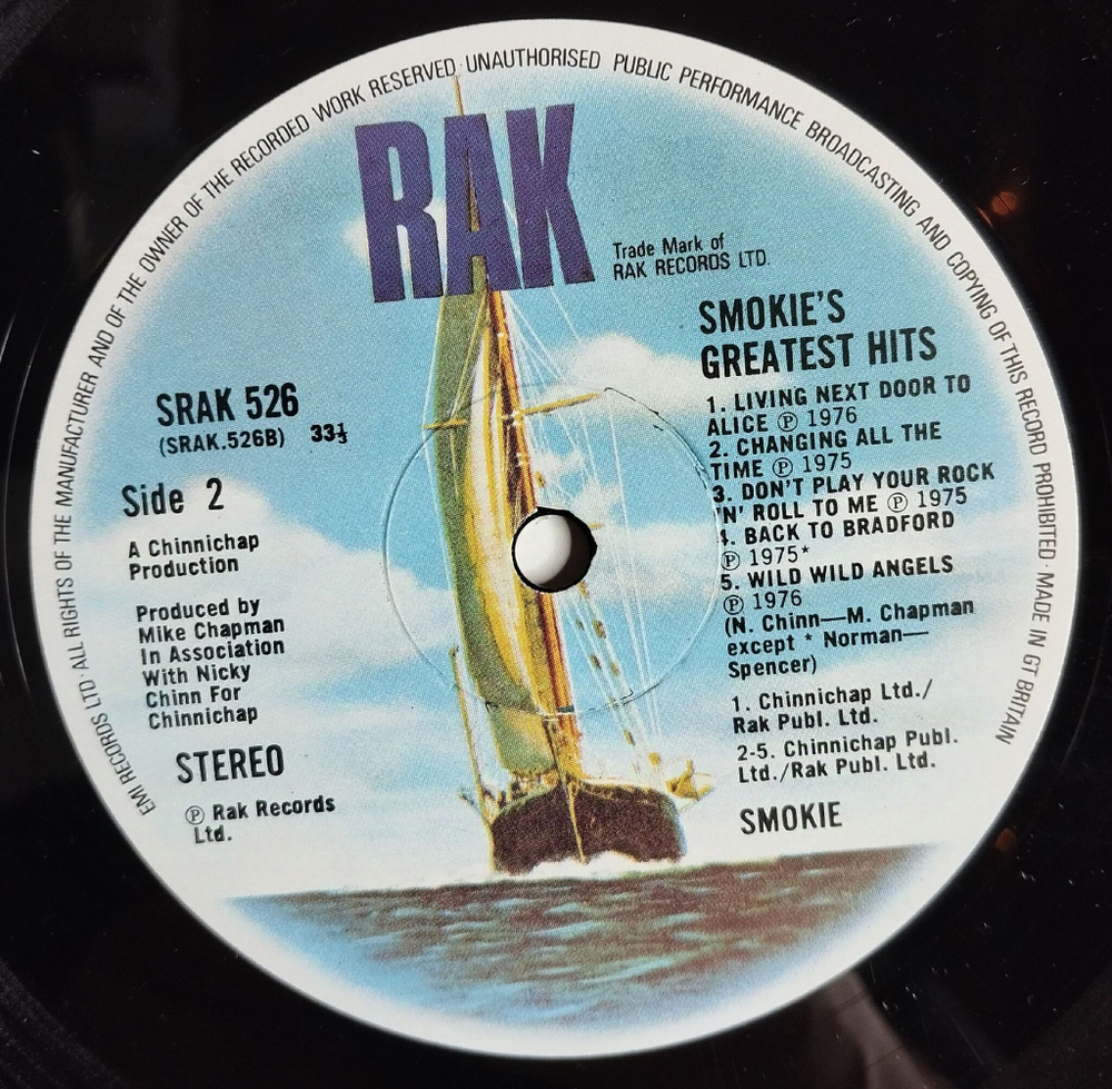 Винтажная виниловая пластинка LP Smokie Greatest Hits (UK 1977)