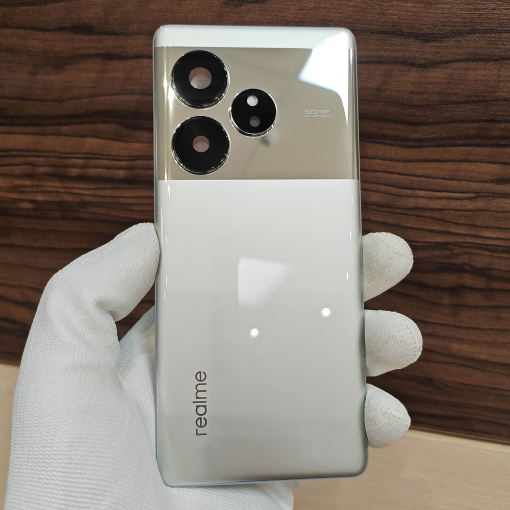 Задняя крышка для Realme GT 6 Original (заднее стекло) цвет: Серебристый / Зеркальный серебряный