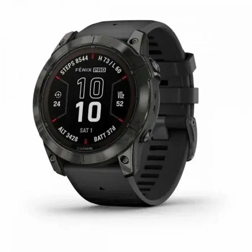 Garmin Fenix 7X Pro Sapphire Solar Edition корпус угольно-серого цвета, чёрный силиконовый ремешок