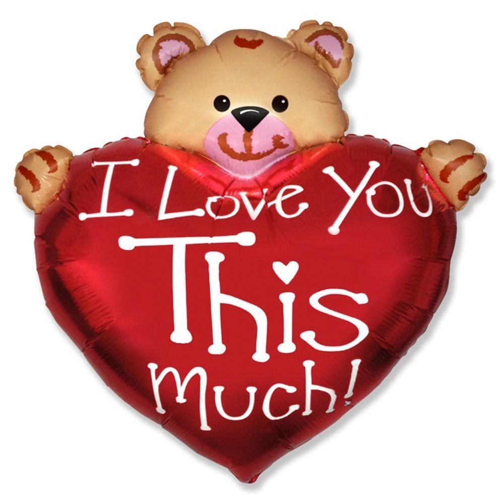 Шар Фигура "Сердце с мишкой I Love You"