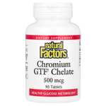 Natural Factors, хелат хрома ФТГ, 500 мкг, 90 таблеток