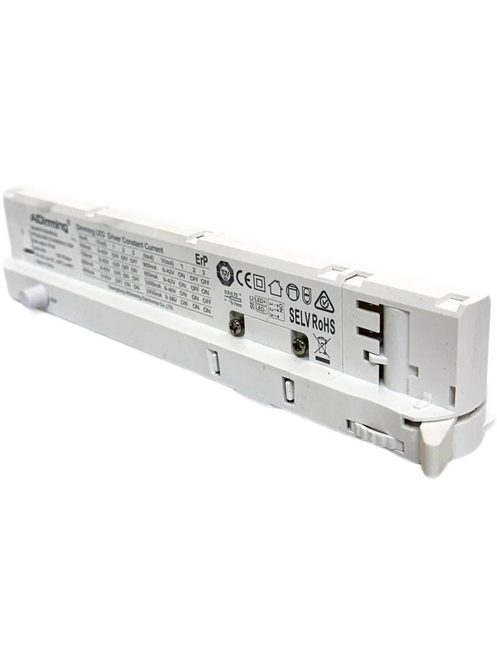 Блок питания 40W с диммированием на корпусе AIDimming model PE-DG40RA42C 700-1050mA 9-42VDC PF0.95 noFlicker для трековых светильников и 3-фазного шинопровода