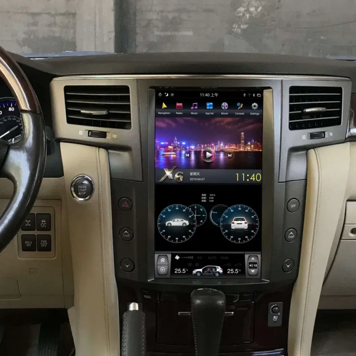 Магнитола для Lexus LX570 2007-2015 - Kuberg ZF-1819-GE вертикальный экран в стиле "Тесла" на Android 13, Быстрая, CarPlay, 4G SIM-слот