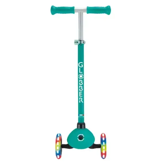 Skuter Globber Primo (işıqlarla, yaşıl)