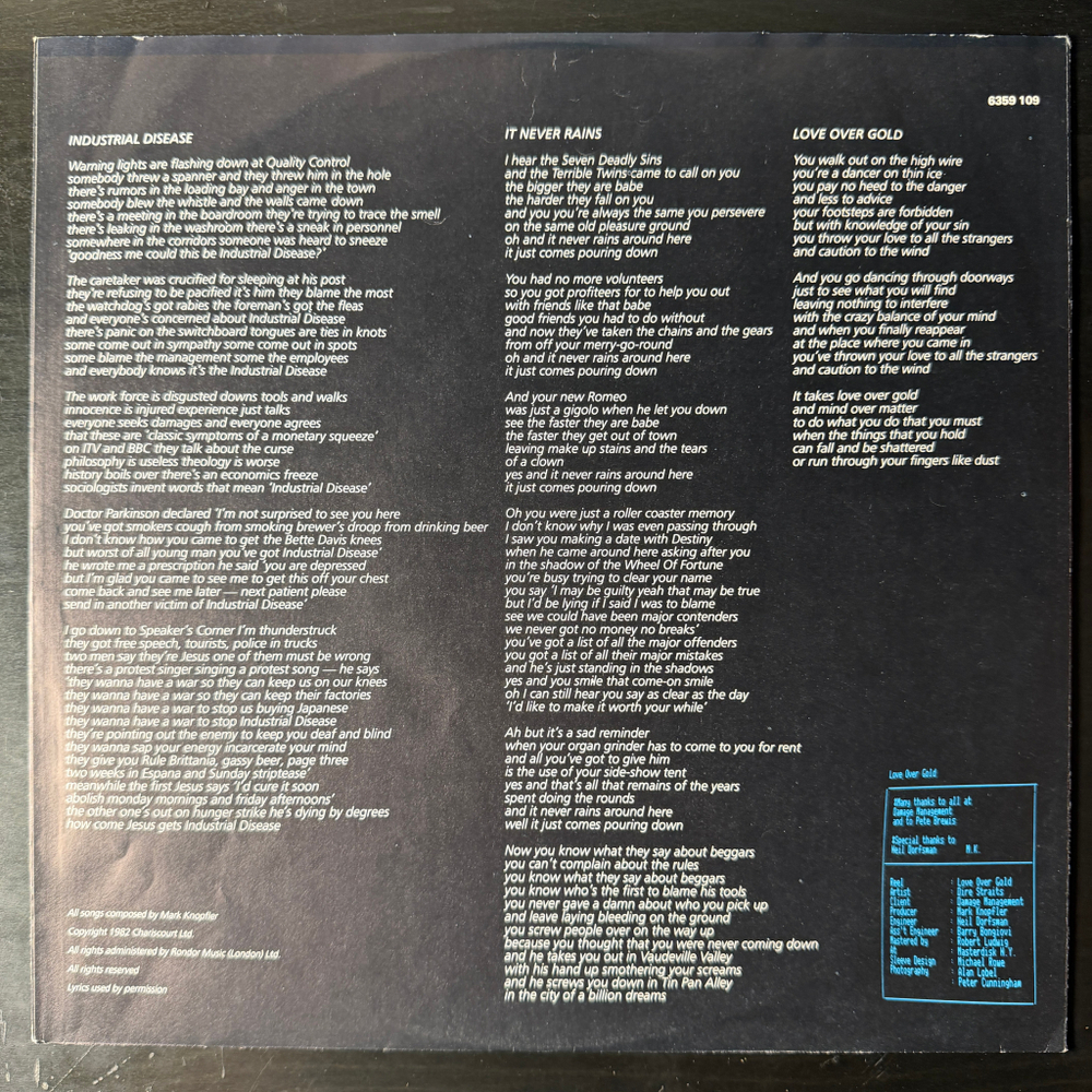 Dire Straits ‎– Love Over Gold (Скандинавия 1982г.)